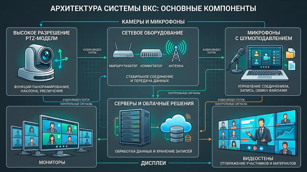 Видеконференцсвязь состоит из