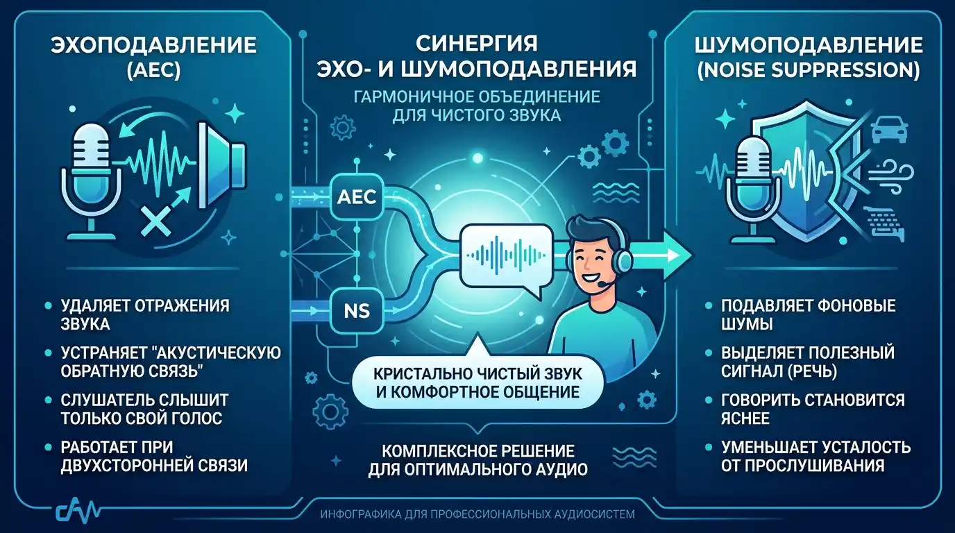 Чем эхоподавление отличается от шумоподавления