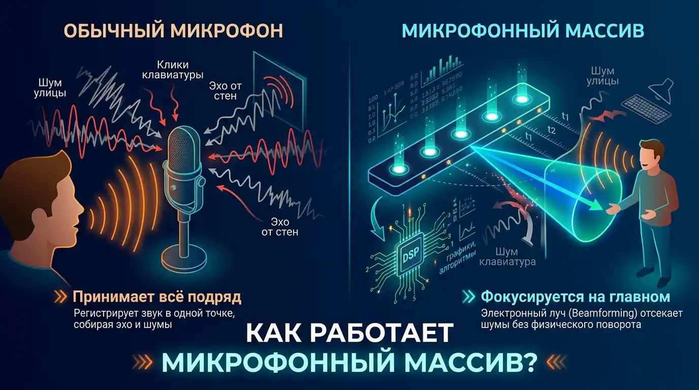 что такое микрофонный массив и чем он отличается от обычного микрофона