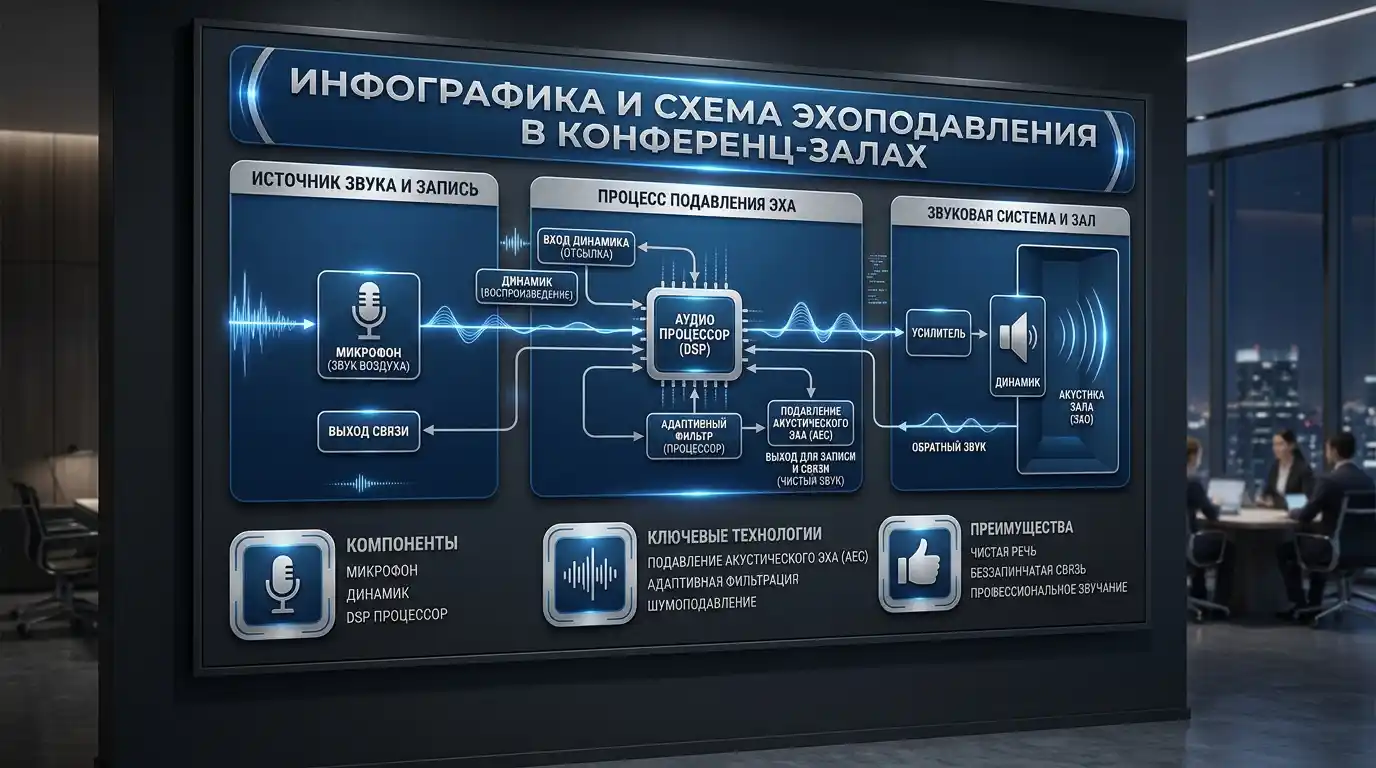 Эхоподавление в переговорных комнатах и конференц-залах