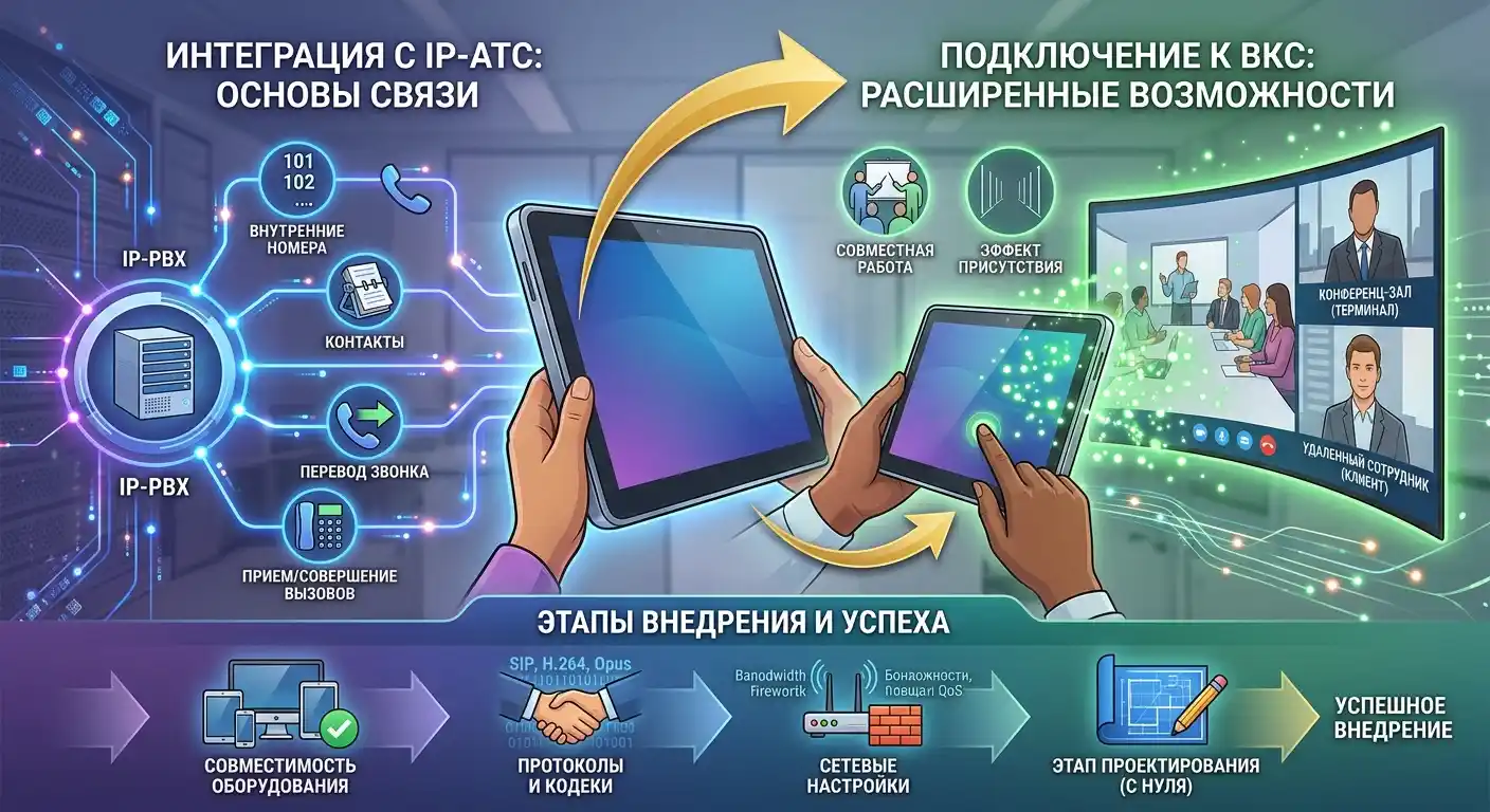интеграция видеотелефона с ip-атс и вкс