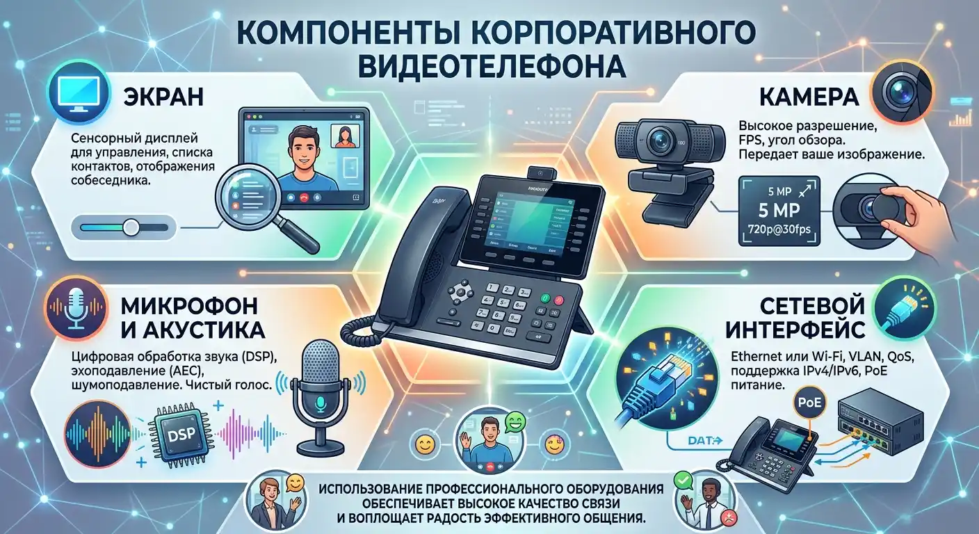 из чего состоит телефон с видеосвязью