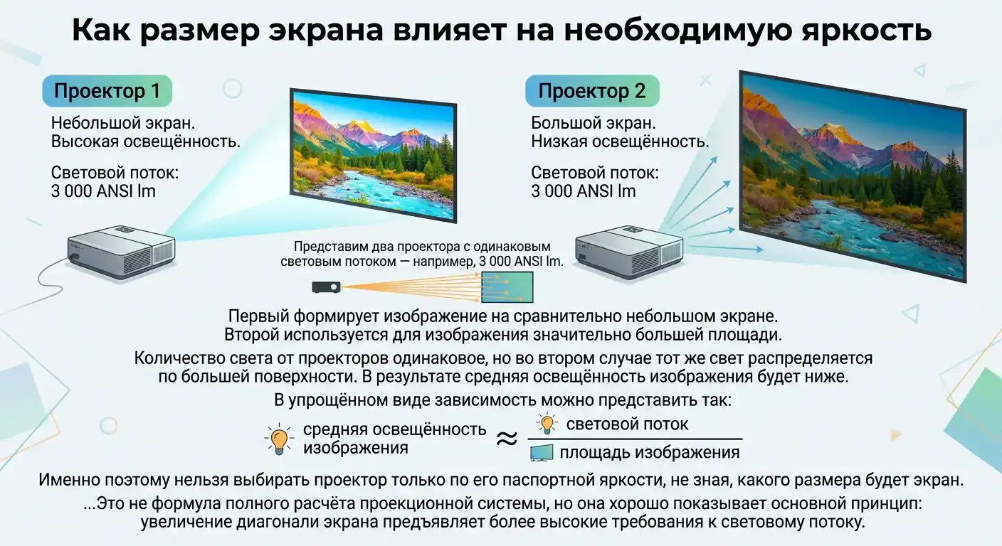 Как размер экрана влияет на необходимую яркость