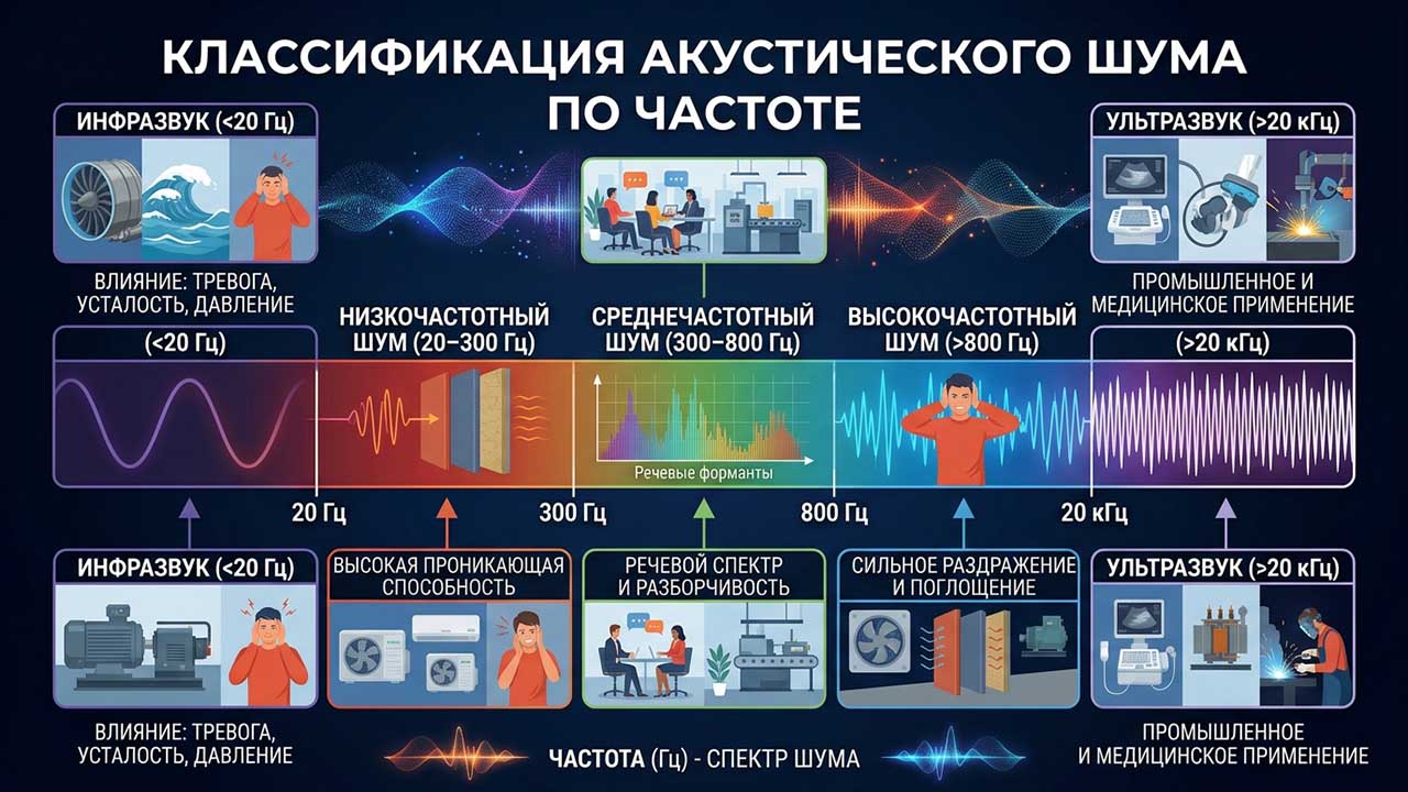 классификация акустического шума по частоте