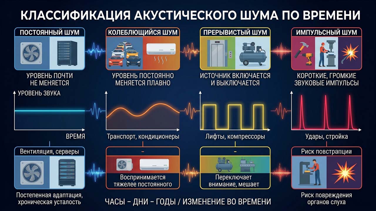 классификация акустического шума по времени