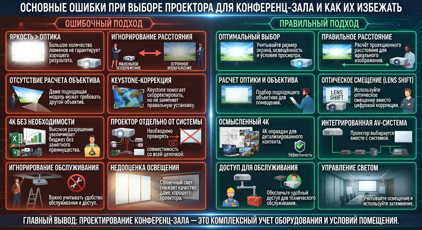 основные ошибки при выборе проектора для конференц-зала