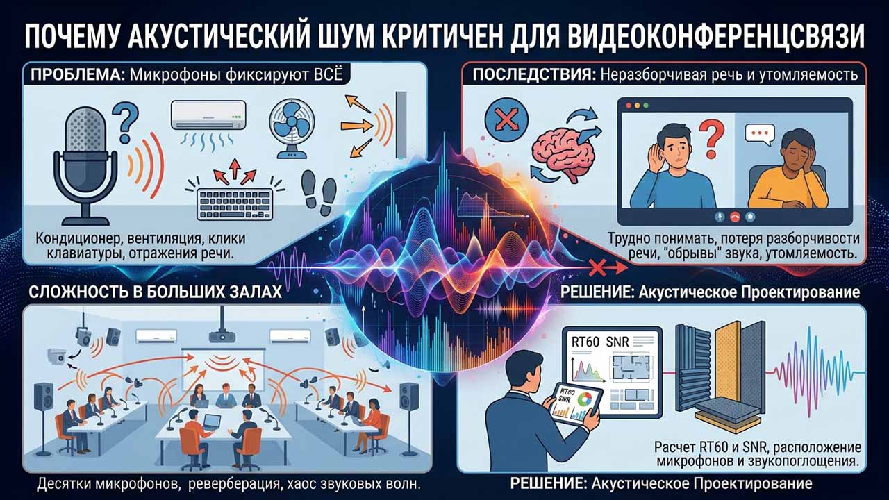 почему акустический шум критичен для видеоконференцсвязи