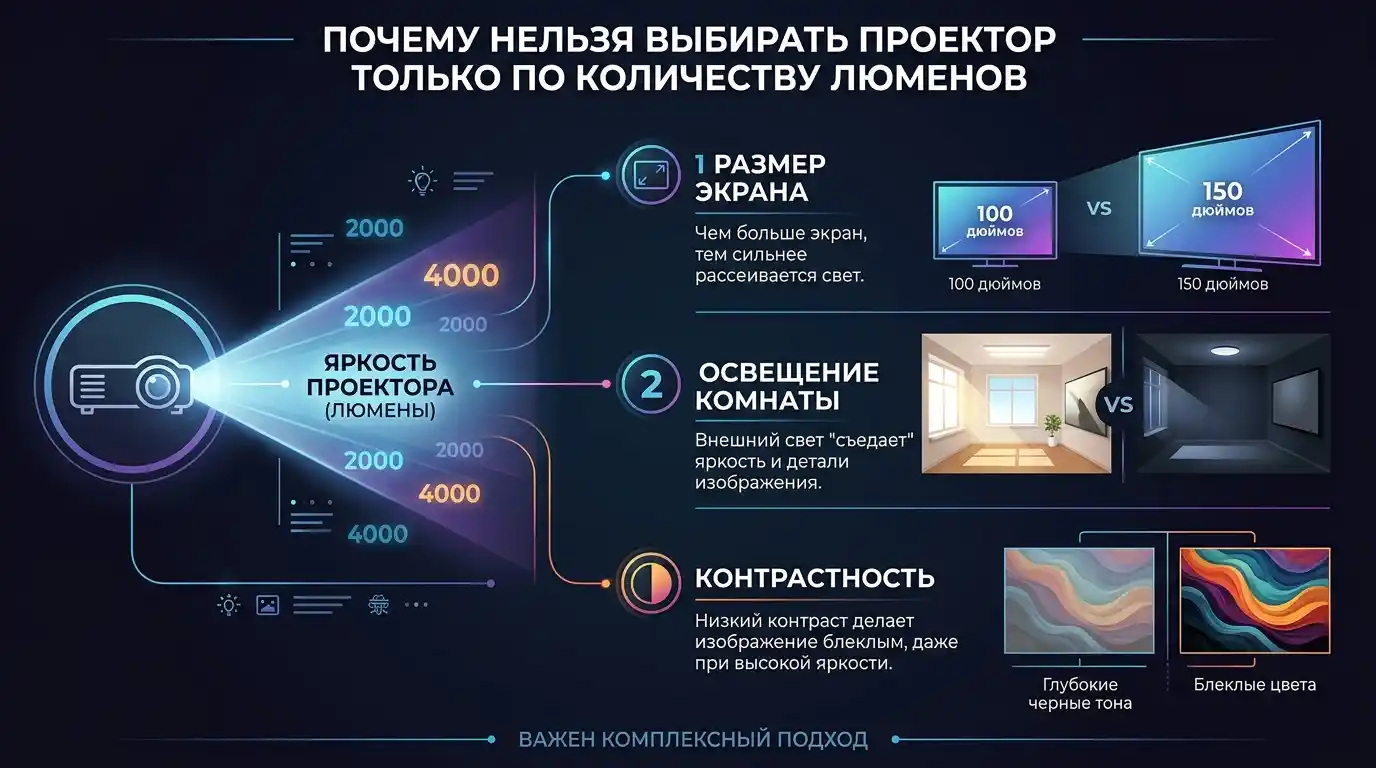 Почему нельзя выбирать проектор только по количеству люменов