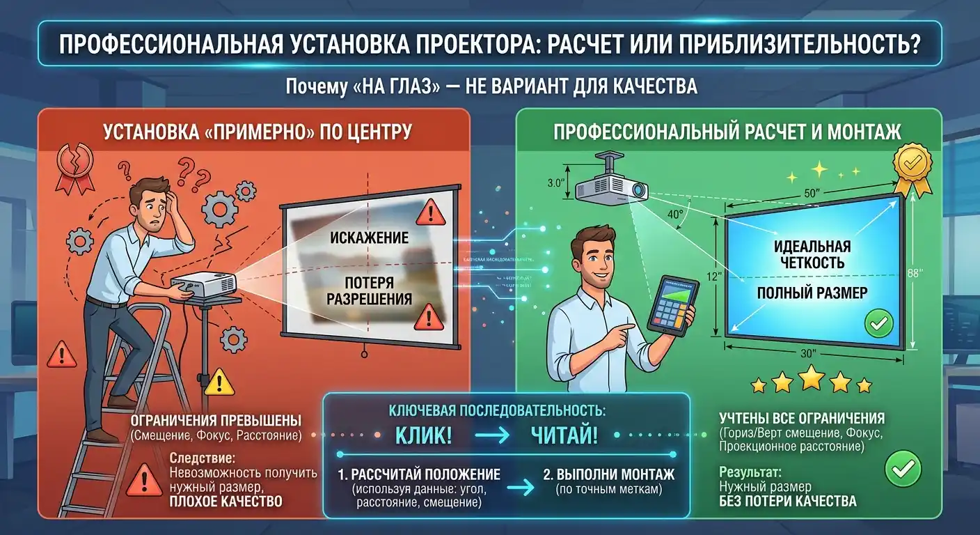 почему проектор лучше не устанавливать примерно по центру