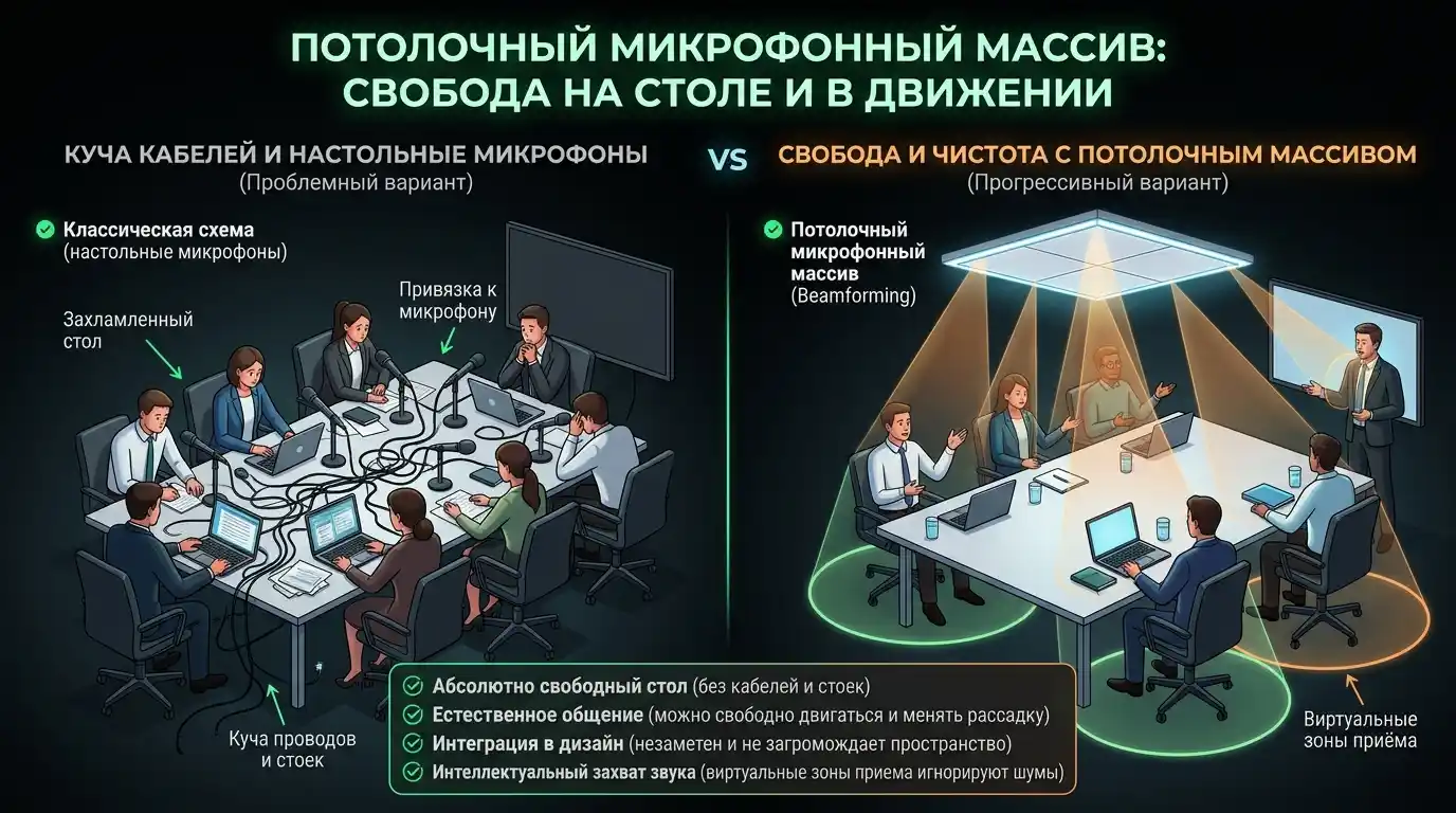 потолочный микрофонный массив: особенности конструкции