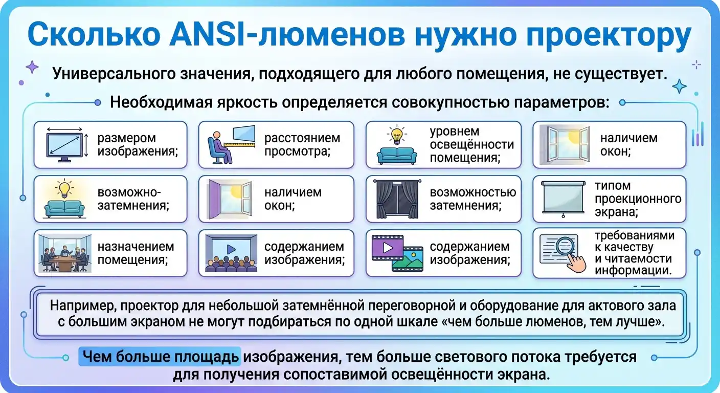 Сколько ANSI-люменов нужно проектору